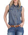 Image #1 - Stetson Women's Medium Wash Sleeveless Snap Denim Shirt, Medium Wash, hi-res