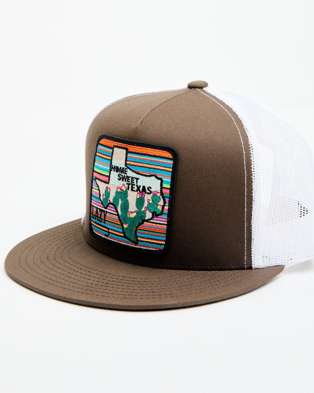 Lazy J Ranch Wear Men's Brown Home Sweet Texas Serape Patch Mesh-Back Ball Cap, Brown, hi-res