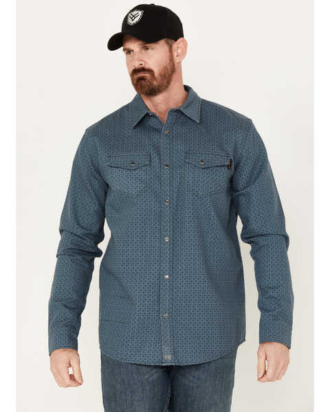 Cody James Men's FR Long Sleeve Pearl Snap Work Shirt, Blue, hi-res