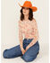 Image #1 - Free People Women's Betty's Garden Floral Print Long Sleeve Shirt, Coral, hi-res
