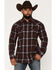 Image #1 - Moonshine Spirit&reg;&nbsp;Men's Oklahoma Plaid Print Long Sleeve Snap Flannel Shirt, Burgundy, hi-res