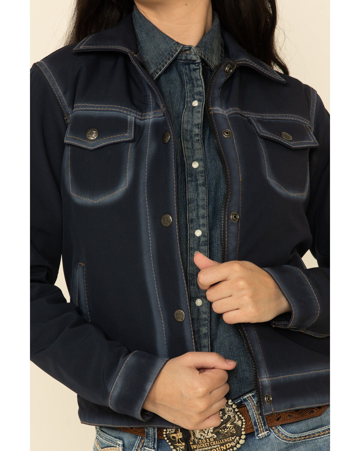 Image #2 - STS Ranchwear Women's Navy Brumby Softshell Jacket, Navy, hi-res