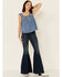 Image #2 - Wrangler Retro Women's Americana Chambray Embroidered Neck Tank Top, Blue, hi-res