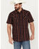 Image #1 - Moonshine Spirit Men's Strummin Plaid Print Short Sleeve Western Snap Shirt, Navy, hi-res