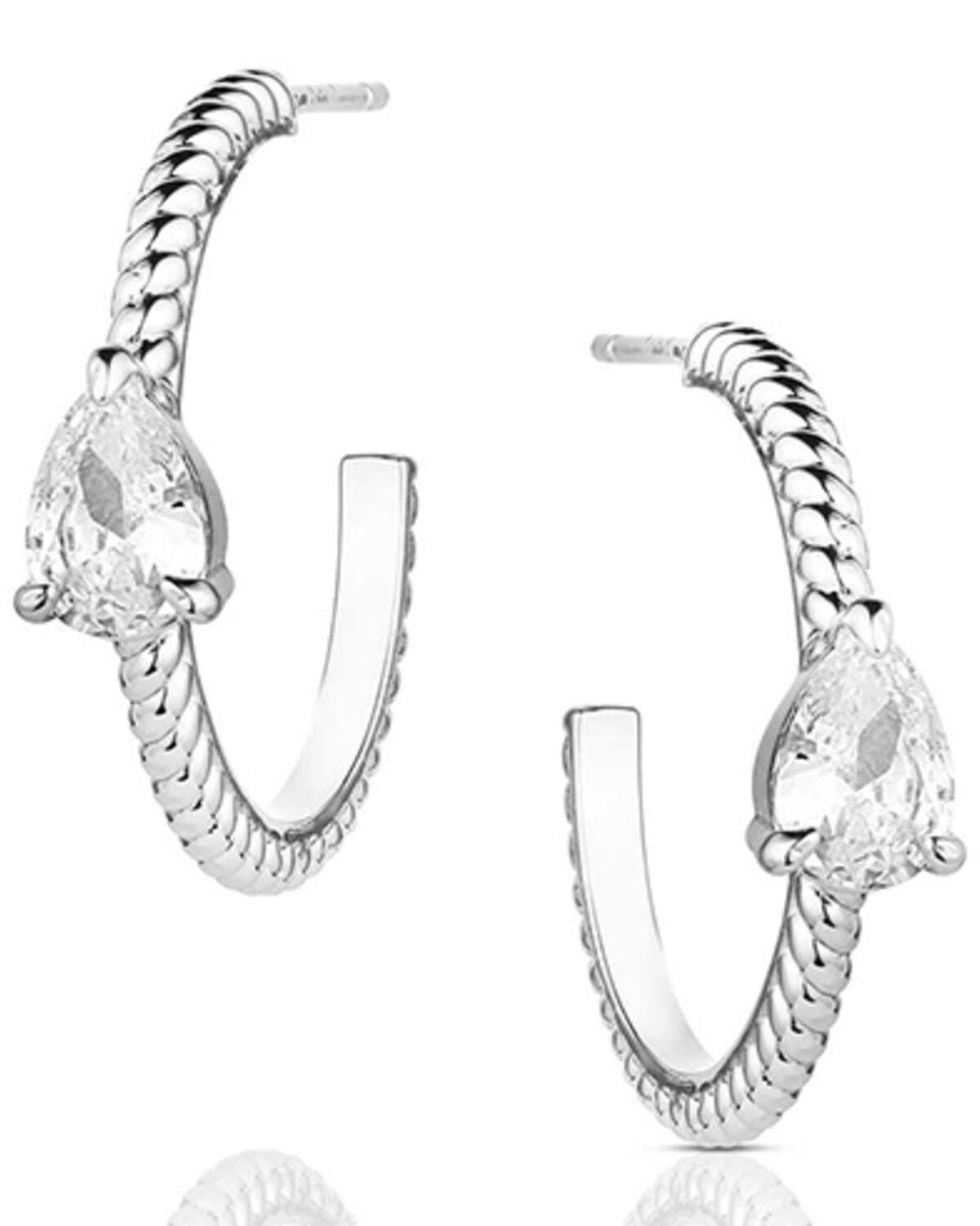 Montana Silversmiths Women's Wandering Trail Hoop Earrings, Silver, hi-res