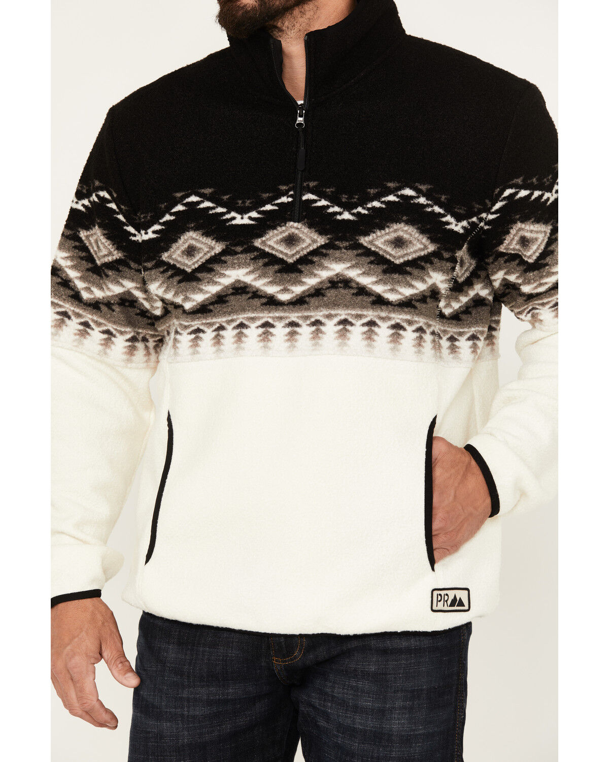 Image #3 - Powder River Outfitters by Panhandle Men's Southwestern Print Zip Pullover, Black, hi-res