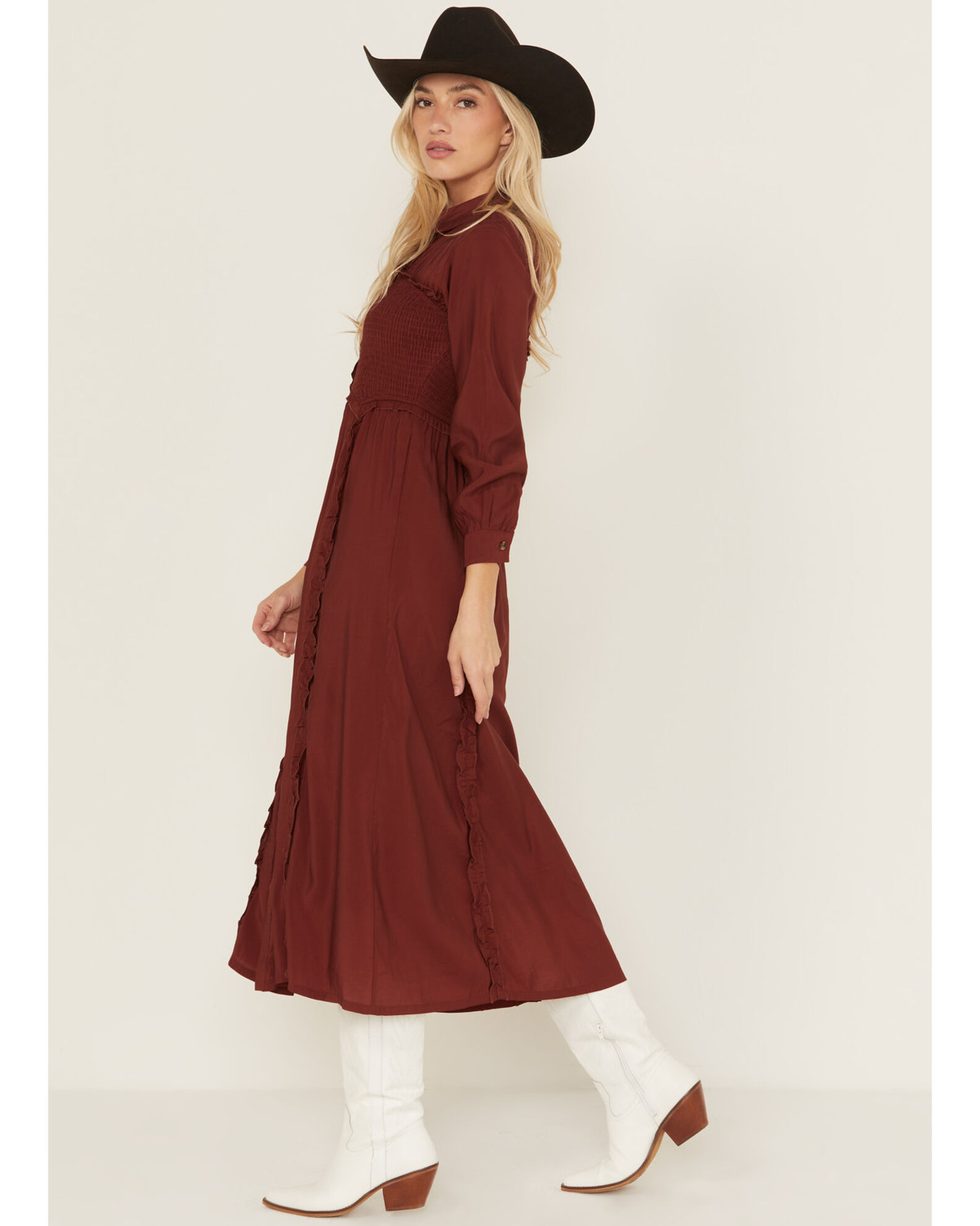 Long sleeve button down midi dress cheap