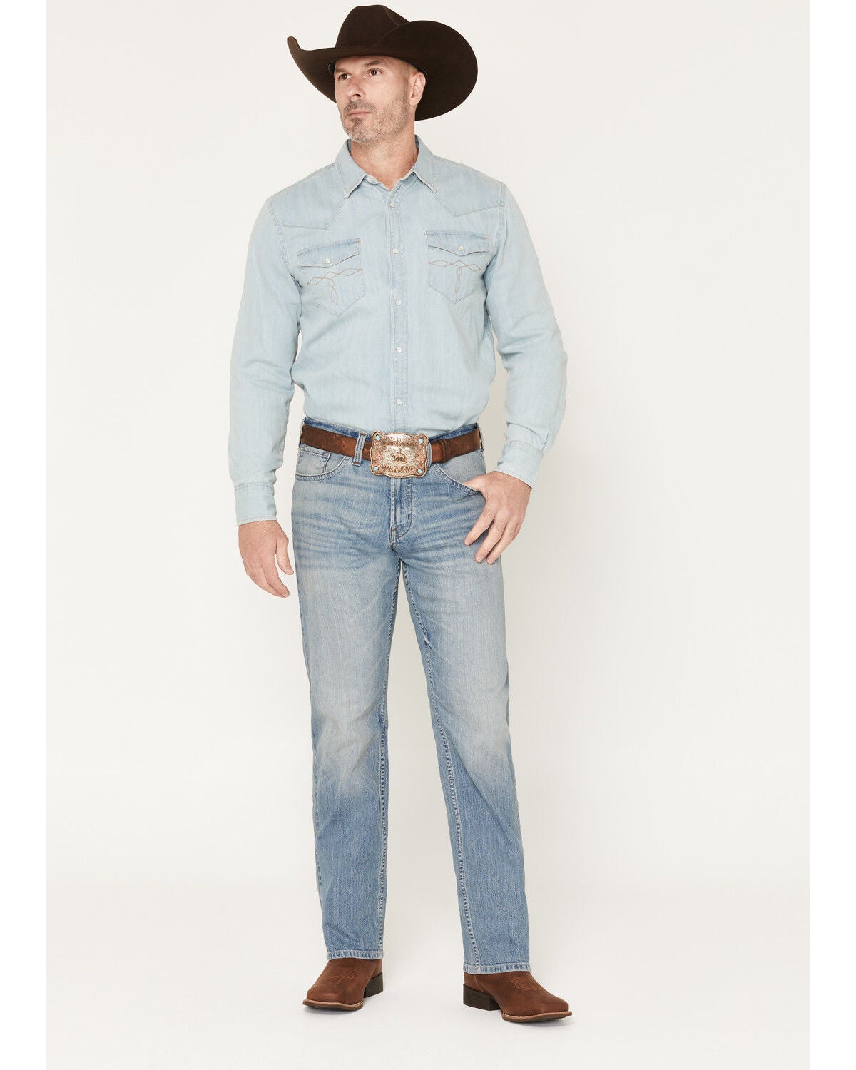 Cody James Men's Bronco Wash Yukon Relaxed Straight Stretch Denim Jeans, Medium Wash, hi-res