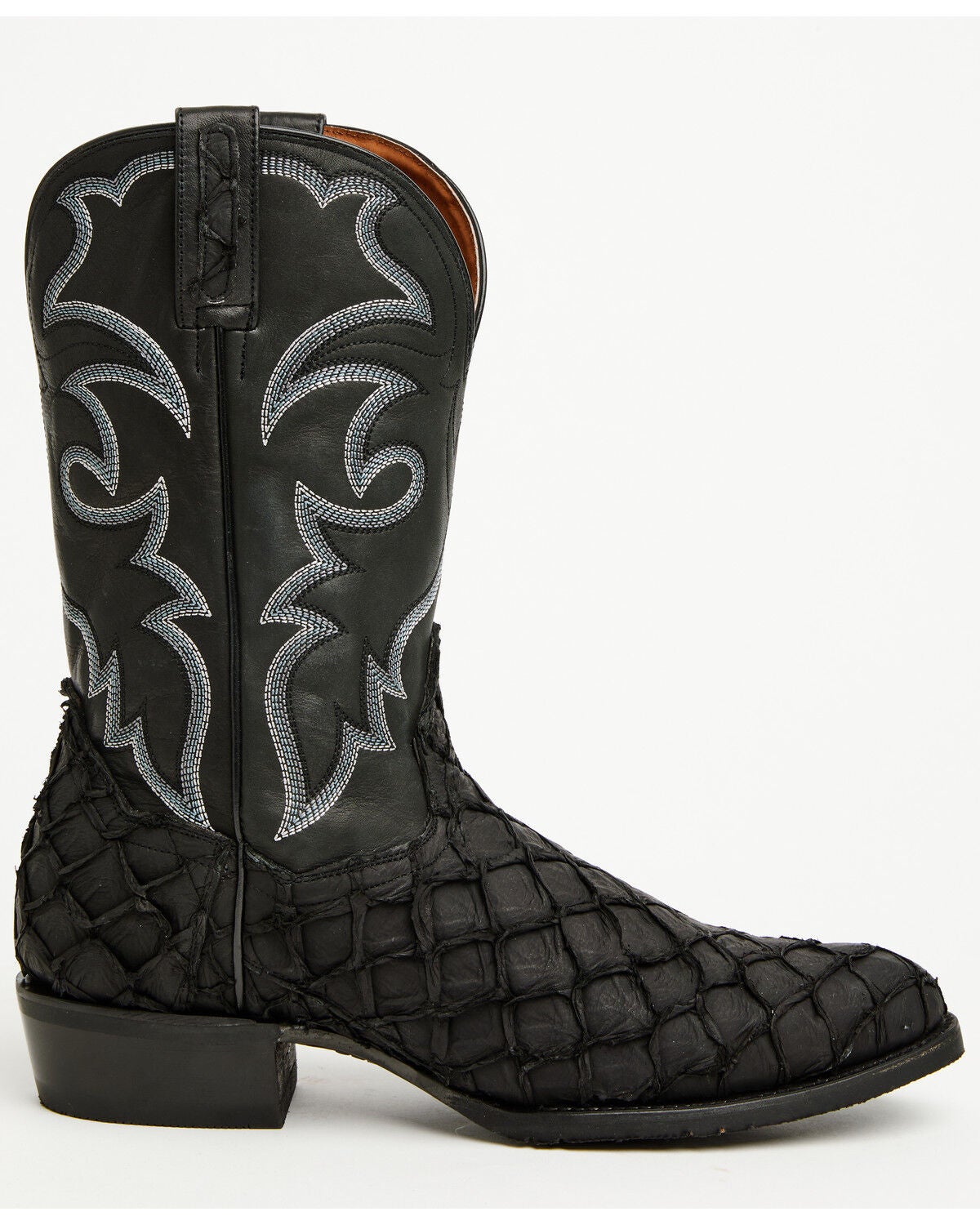 Image #2 - Dan Post Men's Exotic Pirarucu Western Boots - Round Toe, Black, hi-res