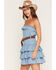 Image #2 - Boom Boom Jeans Women's Light Wash Strapless Tiered Belted Denim Mini Dress, Light Wash, hi-res