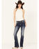 Image #3 - Miss Me Women's Dark Wash Mid Rise Bootcut Stretch Denim Jeans, Dark Wash, hi-res