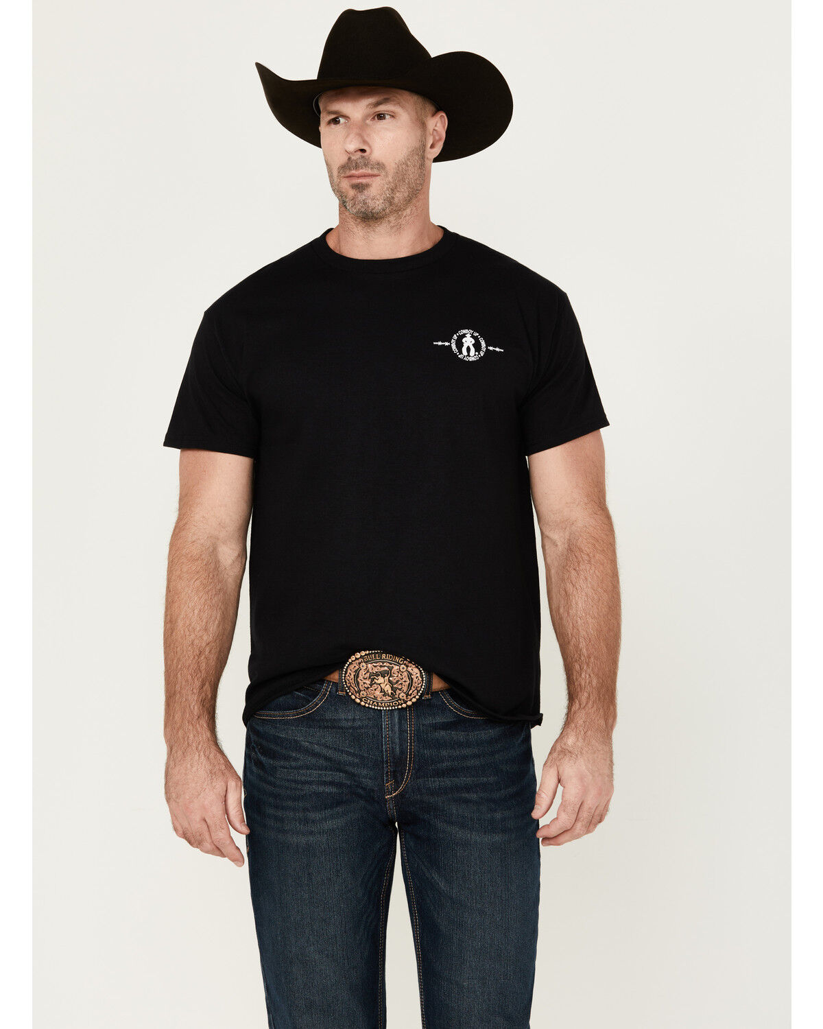Image #2 - Cowboy Up Men's Step Aside Short Sleeve Graphic T-Shirt, Black, hi-res
