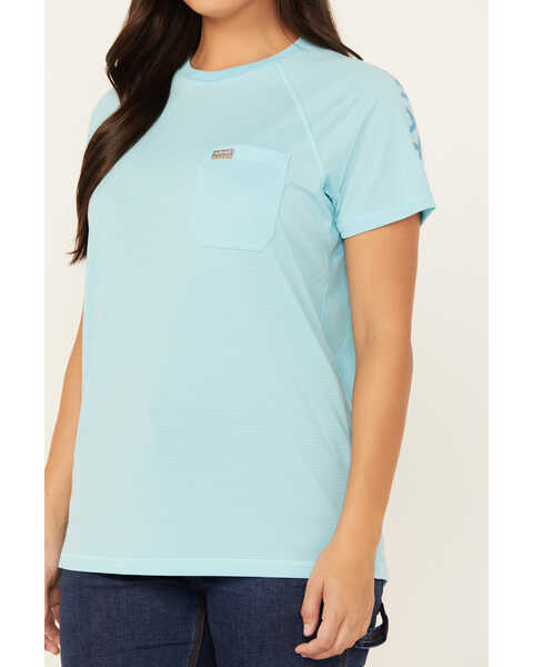 Image #3 - Ariat Women's Rebar Heat Fighter Short Sleeve Work Shirt , Turquoise, hi-res