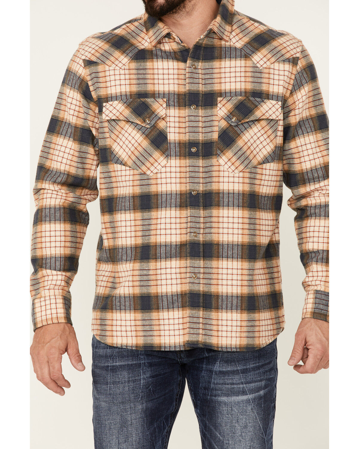 Image #3 - Pendleton Men's Ivory Wyatt Small Plaid Long Sleeve Snap Western Shirt, Ivory, hi-res