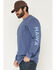 Image #2 - Hawx Men's Solid Graphic Logo Long Sleeve Work T-Shirt, Bright Blue, hi-res