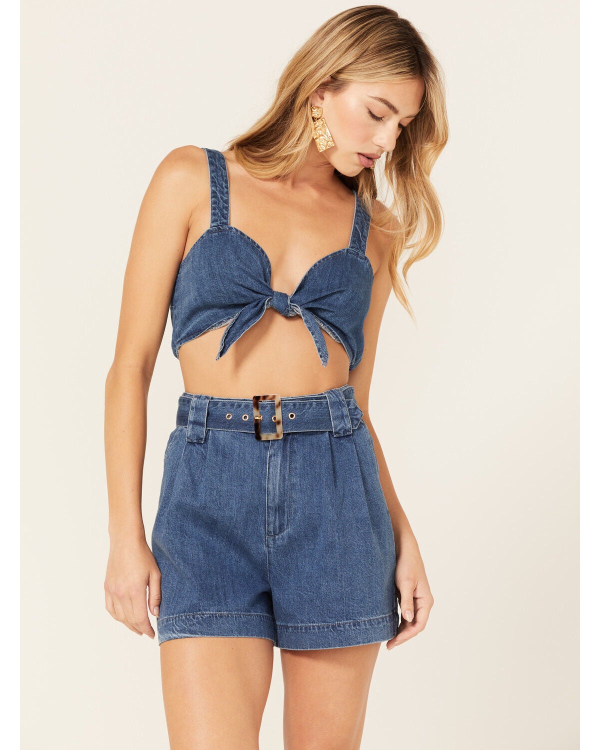 Show Me Your Mumu Women's Alabama Denim Crop Top, Blue, hi-res