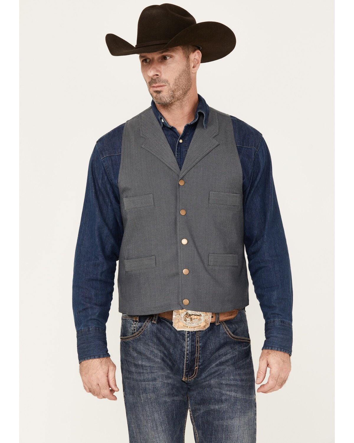 Image #1 - Scully Men's Ranchwear Vest, Charcoal, hi-res