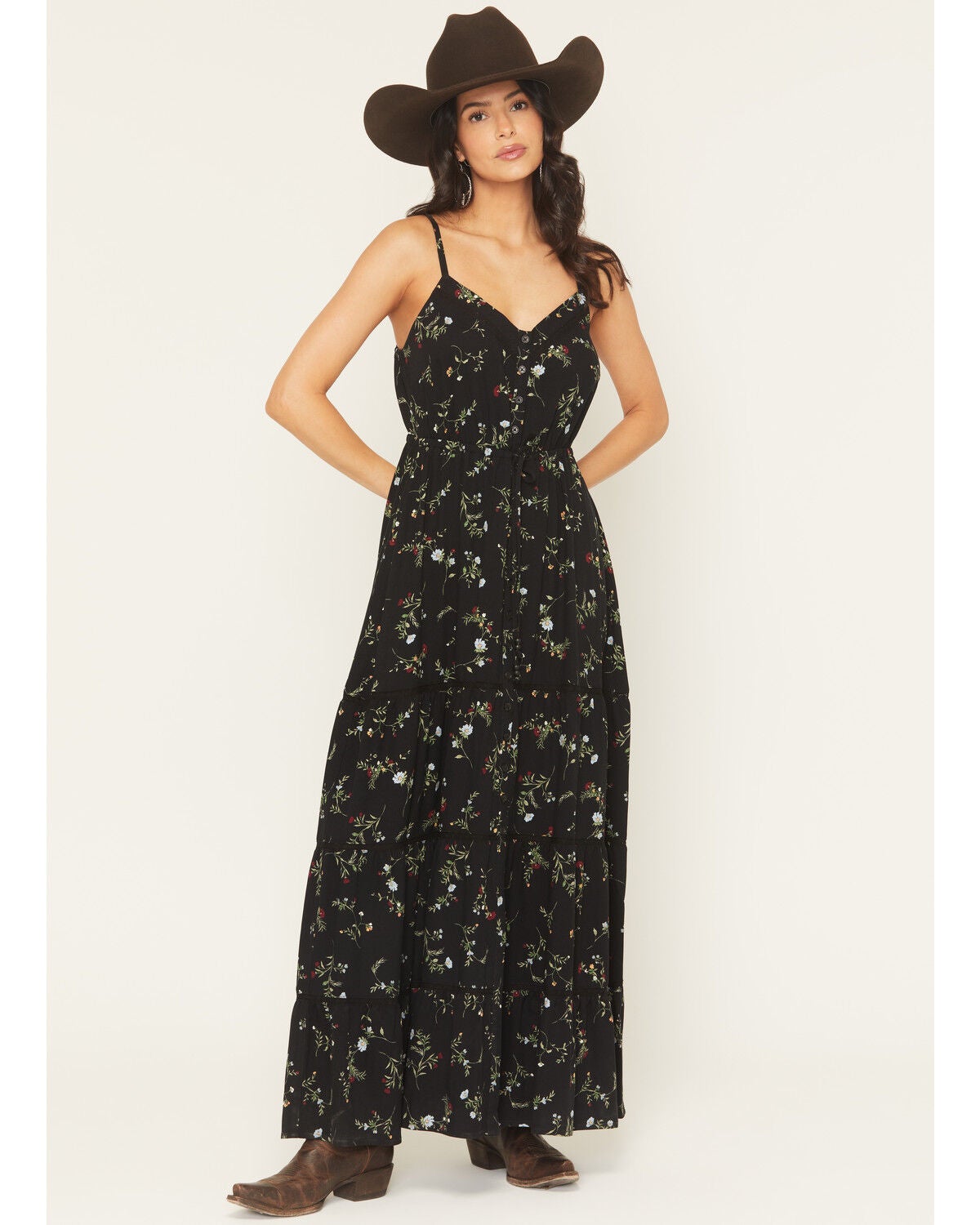 Image #2 - Idyllwind Women's Colt Floral Print Sleeveless Button-Down Maxi Dress, Black, hi-res