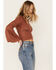 Image #3 - Shyanne Women's Crochet Lace Bell Sleeve Sweater, Brown, hi-res