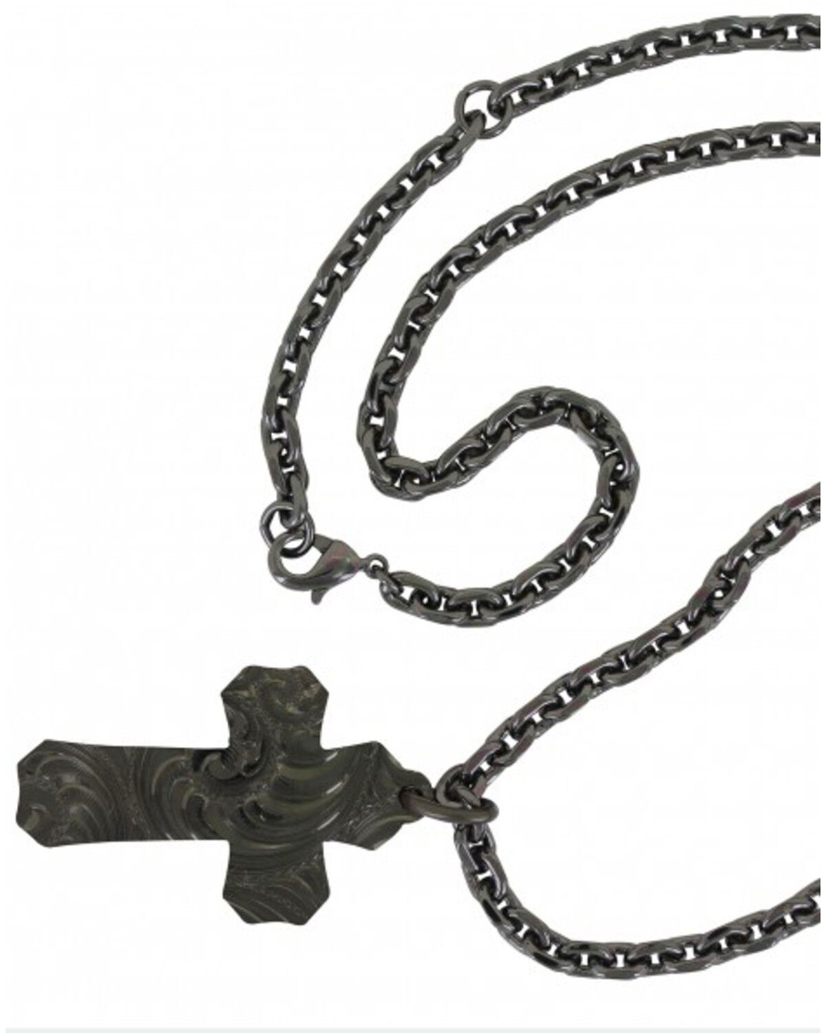 Image #3 - Montana Silversmiths Men's Nickel Faded Glory Cross Necklace, Silver, hi-res