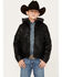 Image #1 - Cody James Boys' Hooded Faux Leather Moto Jacket, Black, hi-res