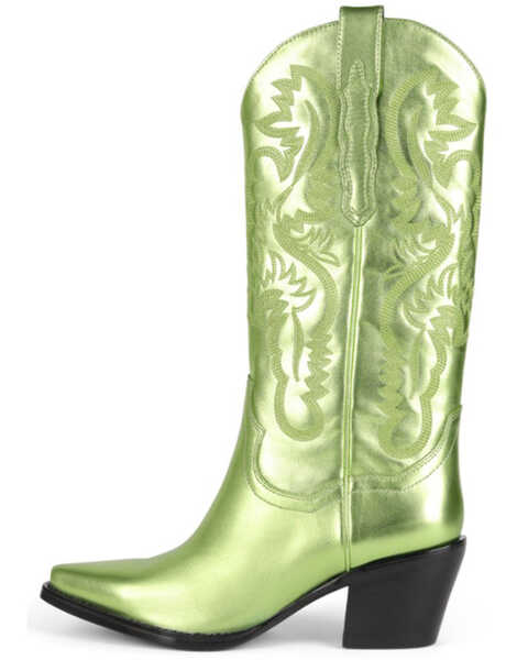 Image #3 - Jeffrey Campbell Women's Dagget Metallic Western Boots - Snip Toe , Green, hi-res