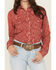 Image #3 - Panhandle Women's Paisley Print Long Sleeve Snap Western Shirt, Red, hi-res