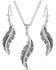 Image #1 - Montana Silversmiths Women's All About The Curve Feather Jewelry Set - 2 Piece, Silver, hi-res