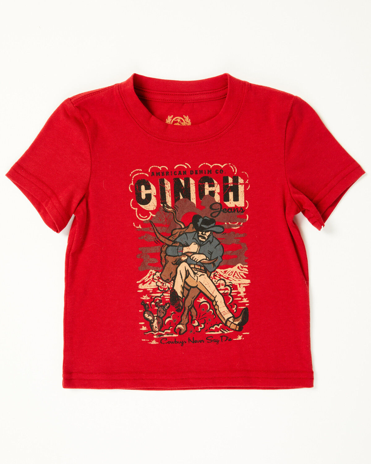 Image #1 - Cinch Infant Boys' Cowboy Logo Short Sleeve Graphic T-Shirt, Red, hi-res