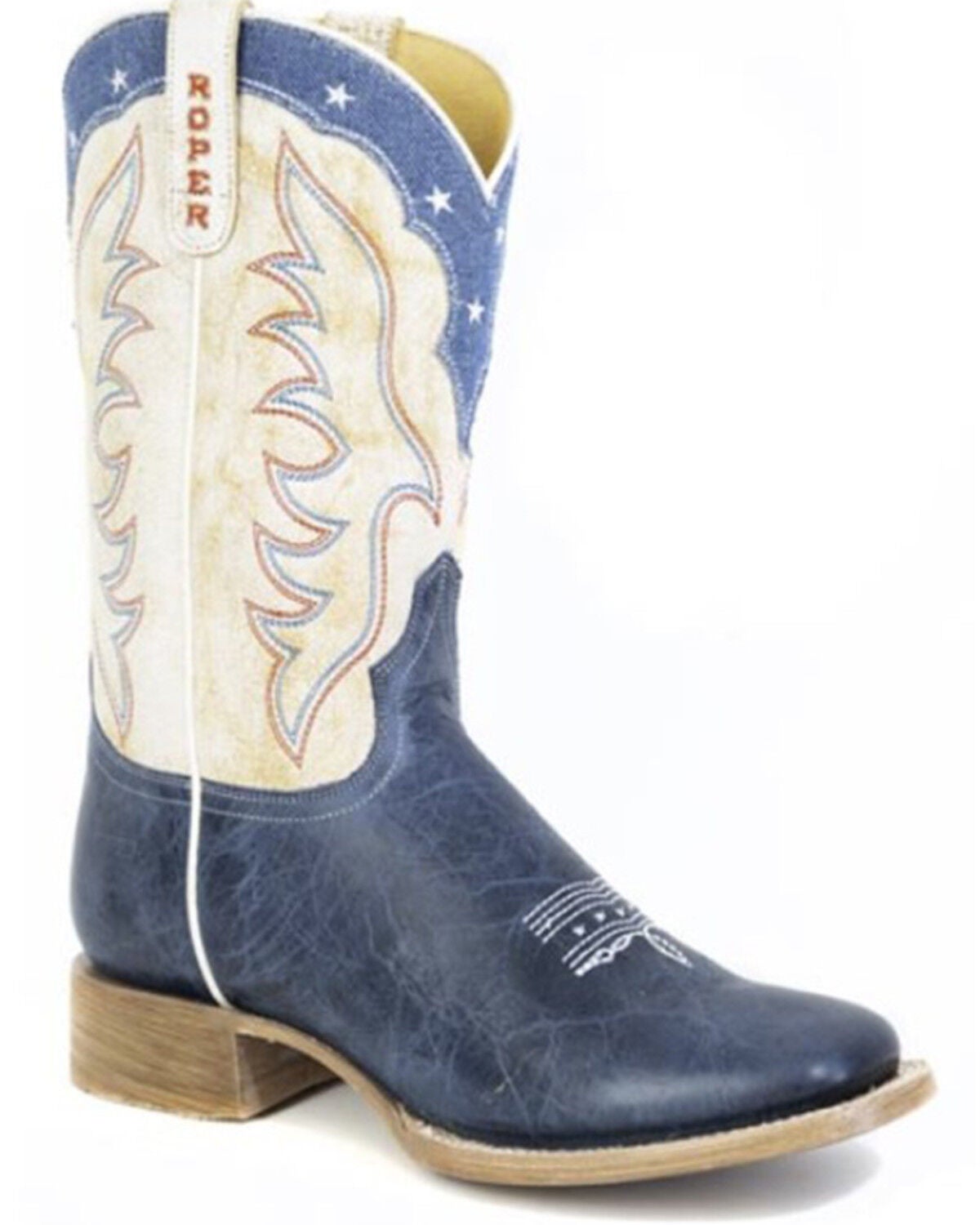 Roper Women's Americana Blue Western Boots - Broad Square Toe, Blue, hi-res