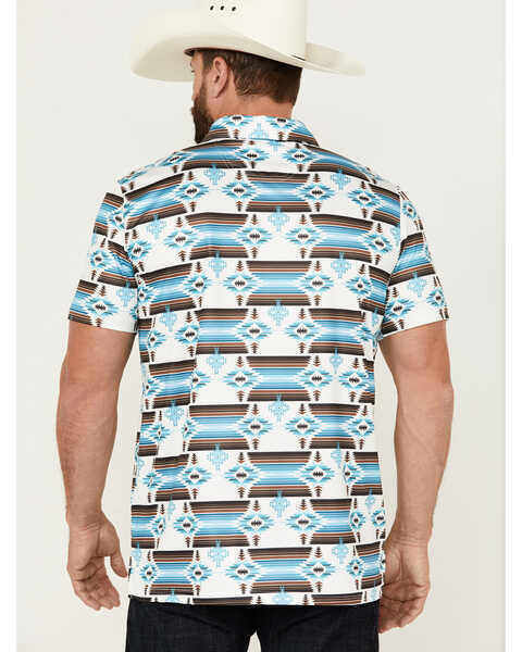 Image #4 - Rock & Roll Denim Men's Boot Barn Exclusive Southwestern Print Short Sleeve Polo Shirt , White, hi-res