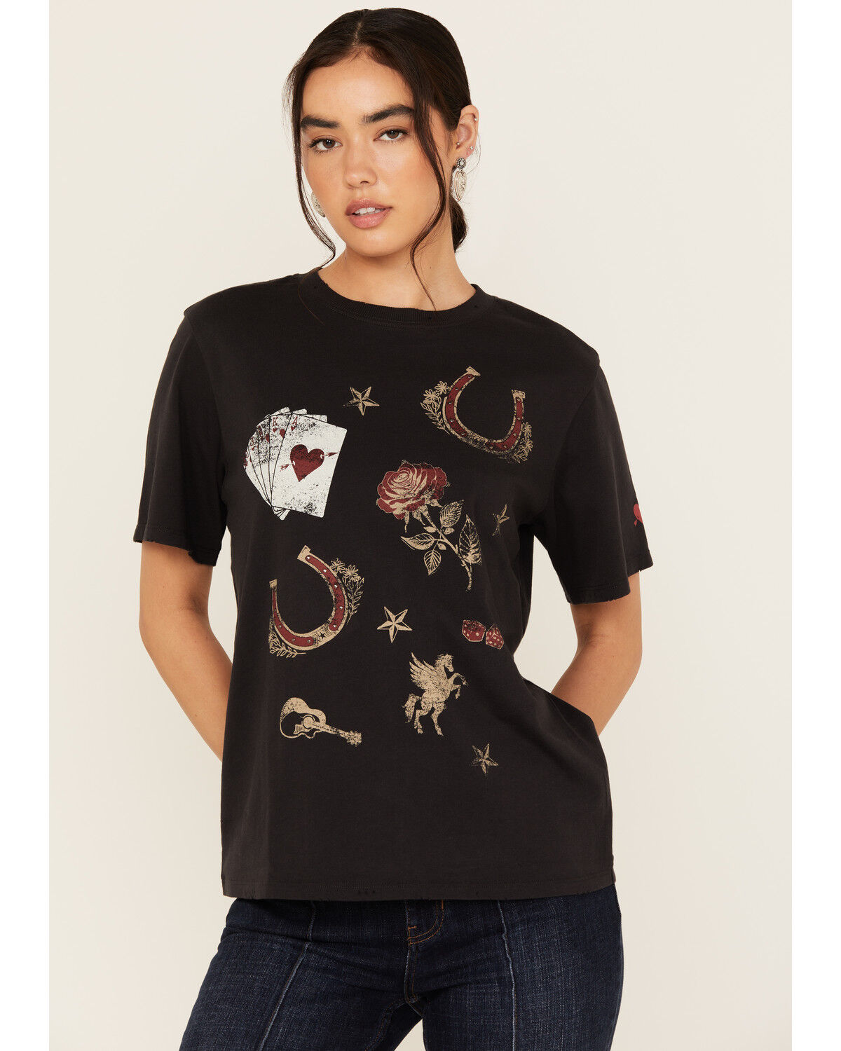Image #1 - Idyllwind Women's Western Icon Printed Short Sleeve Graphic Tee, Black, hi-res