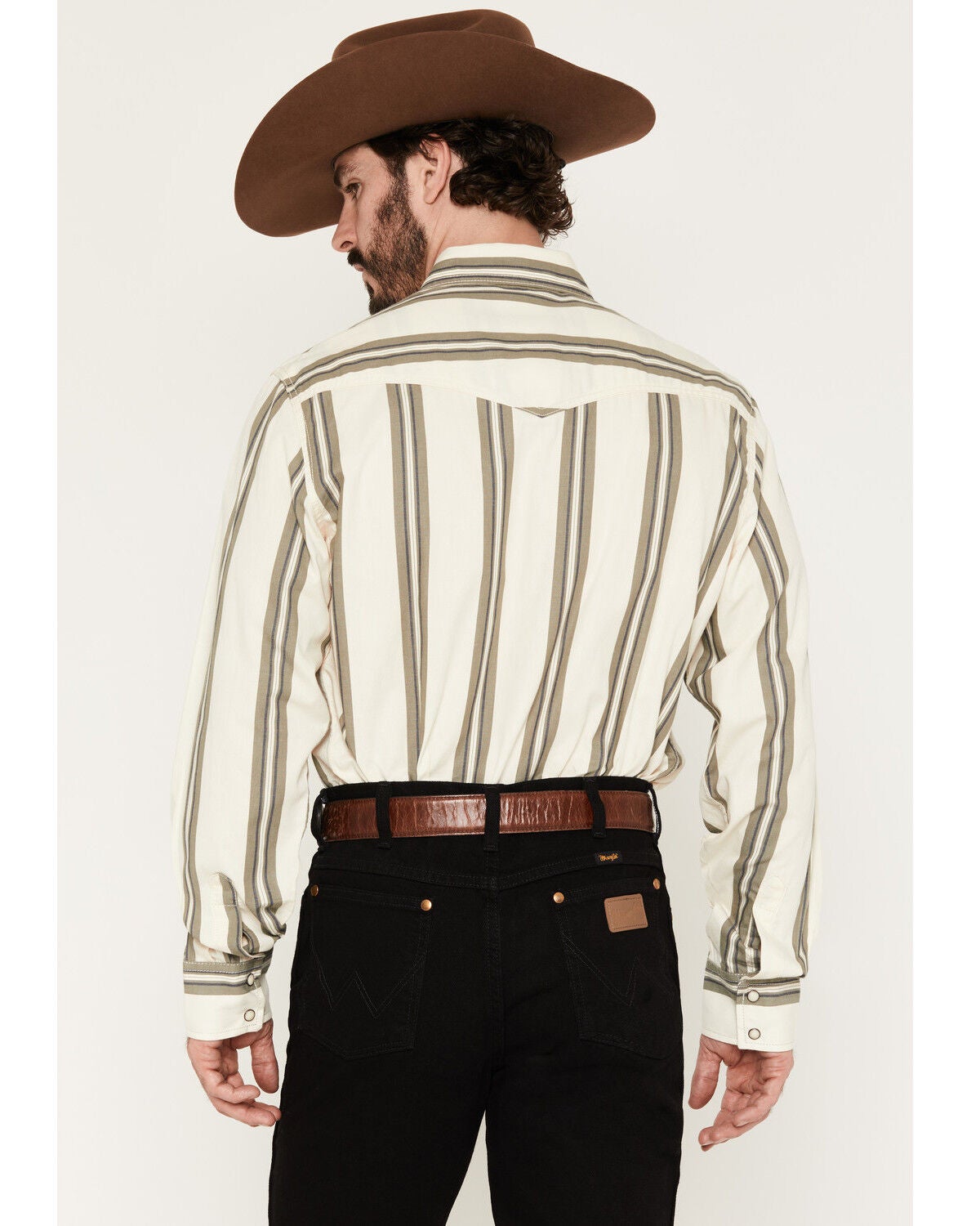Image #4 - Wrangler Retro Men's Premium Striped Long Sleeve Snap Western Shirt - Tall, Cream, hi-res