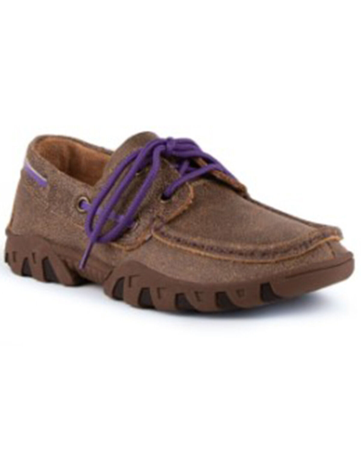 Image #1 - Ferrini Women's Microsuede Loafer Shoes - Moc Toe, Brown, hi-res