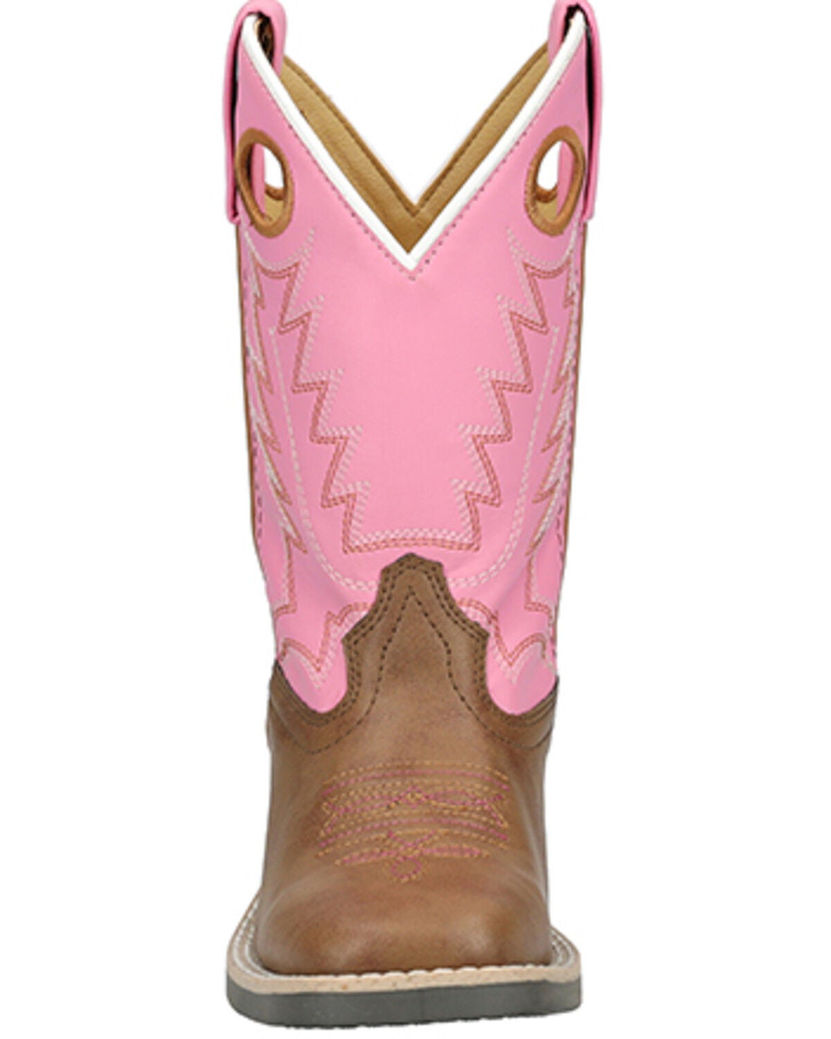 Image #4 - Smoky Mountain Little Girls' El Paso Western Boots - Broad Square Toe, Brown/pink, hi-res