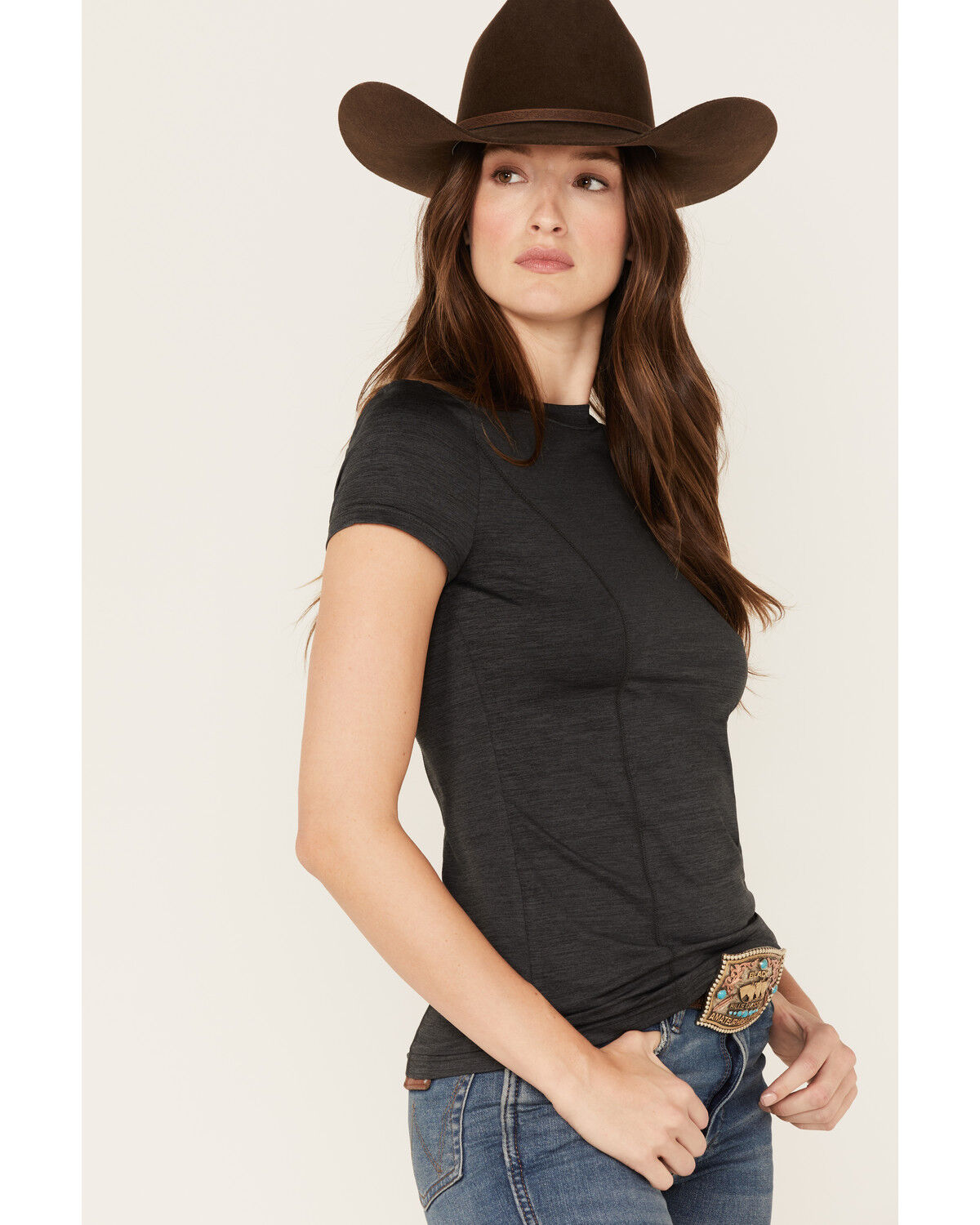 Image #2 - RANK 45® Women's Solid Short Sleeve Performance Tee, Black, hi-res