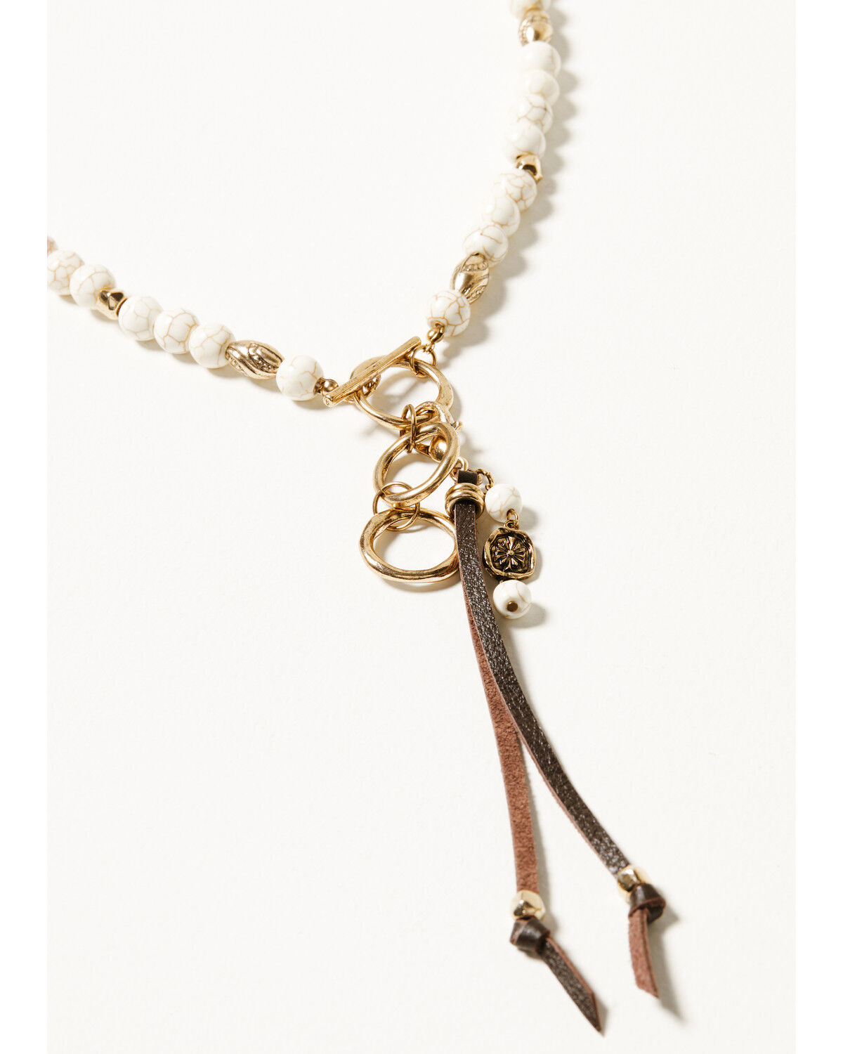 Image #1 - Shyanne Women's Summer Moon Antique Gold Beaded Tassel Necklace, Off White, hi-res
