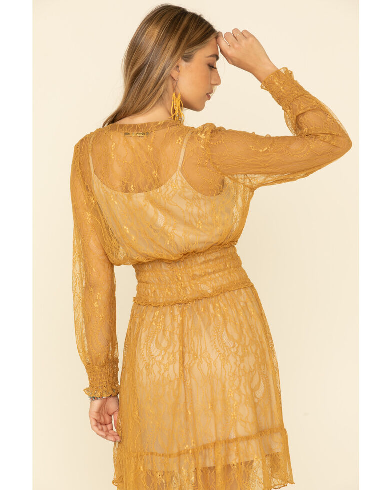 Olive Hill Women's Mustard Lace Dress, Dark Yellow, hi-res