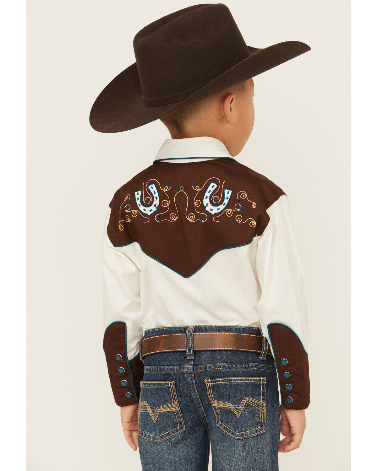 Image #4 - Rockmount Ranchwear Boys' Embroidered Long Sleeve Pearl Snap Western Shirt, Ivory, hi-res
