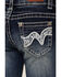 Image #2 - Shyanne Little Girls' Contrast Stitch & Embroidered Bootcut Jeans, Blue, hi-res