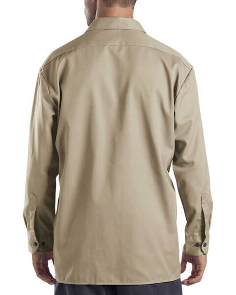 Image #3 - Dickies Men's Solid Twill Long Sleeve Work Shirt - Folded , Khaki, hi-res