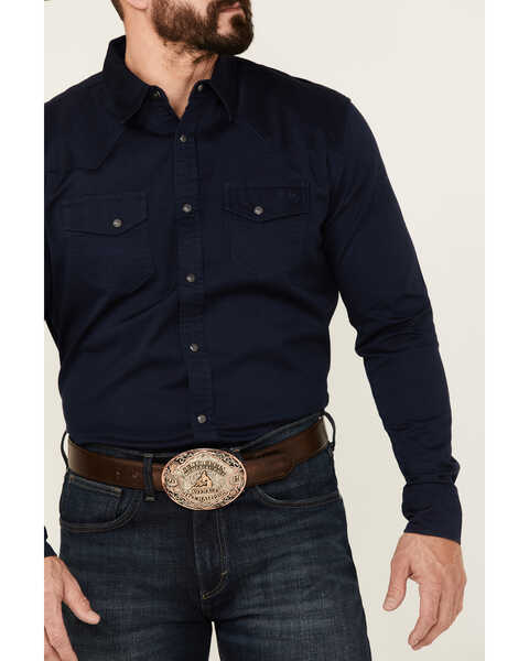 Image #4 - Blue Ranchwear Men's Heavy Twill Long Sleeve Snap Western Shirt , Navy, hi-res