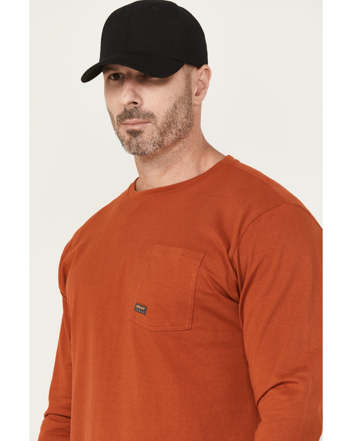 Image #4 - Ariat Men's Rebar Cotton Strung Long Sleeve Work Shirt, Brown, hi-res