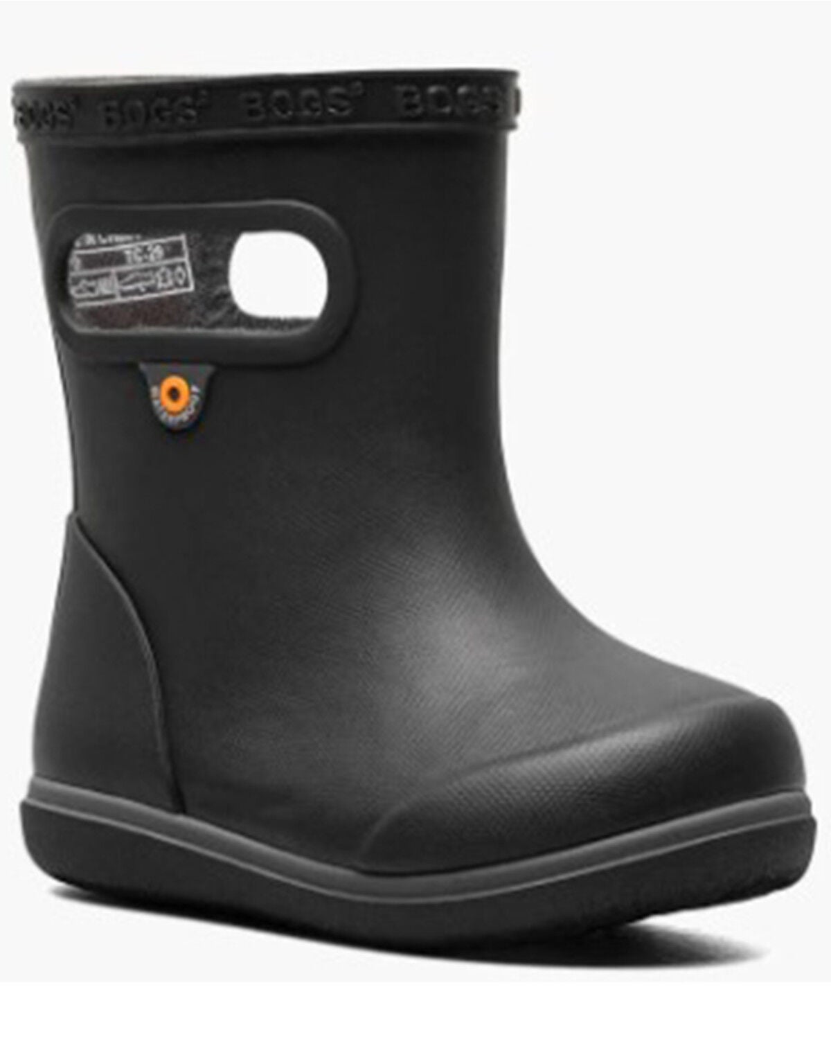 Bogs Boys' Skipper II Solid Rain Boots - Round Toe, Black, hi-res