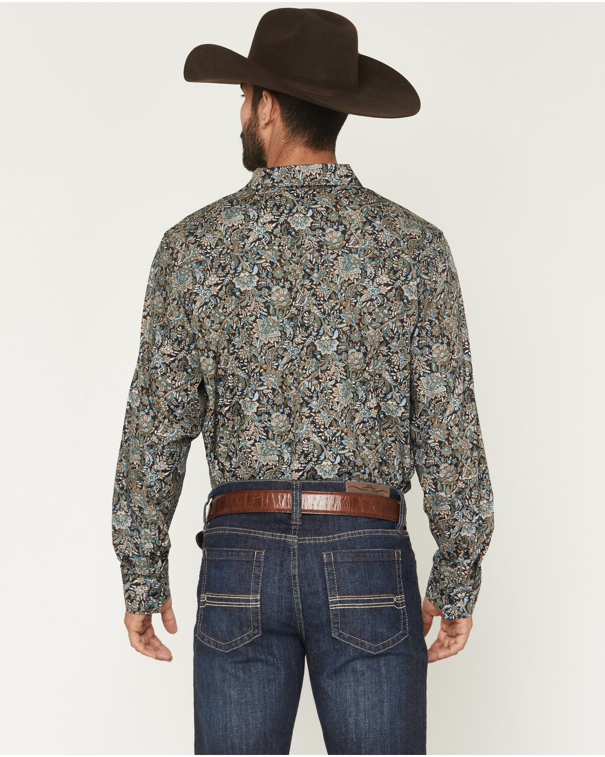 Image #4 - Gibson Trading Co Men's Last Call Paisley Print Long Sleeve Butt-Down Western Shirt - Tall, Black, hi-res