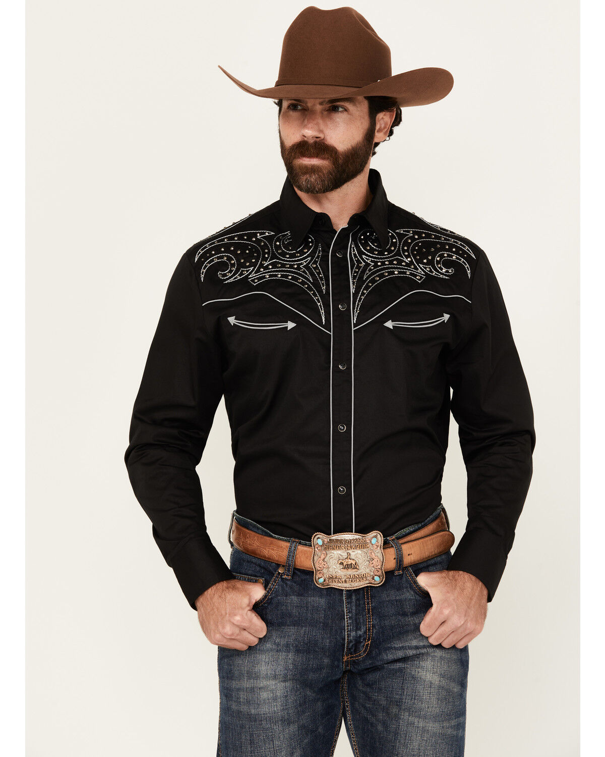 Image #1 - Rodeo Clothing Men's Embellished Yoke Long Sleeve Snap Western Shirt, , hi-res