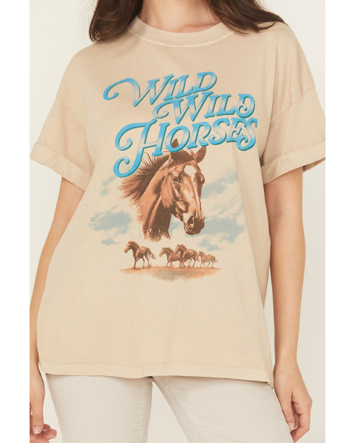 Image #3 - Girl Dangerous Women's Wild Horses Short Sleeve Graphic Tee, Sand, hi-res