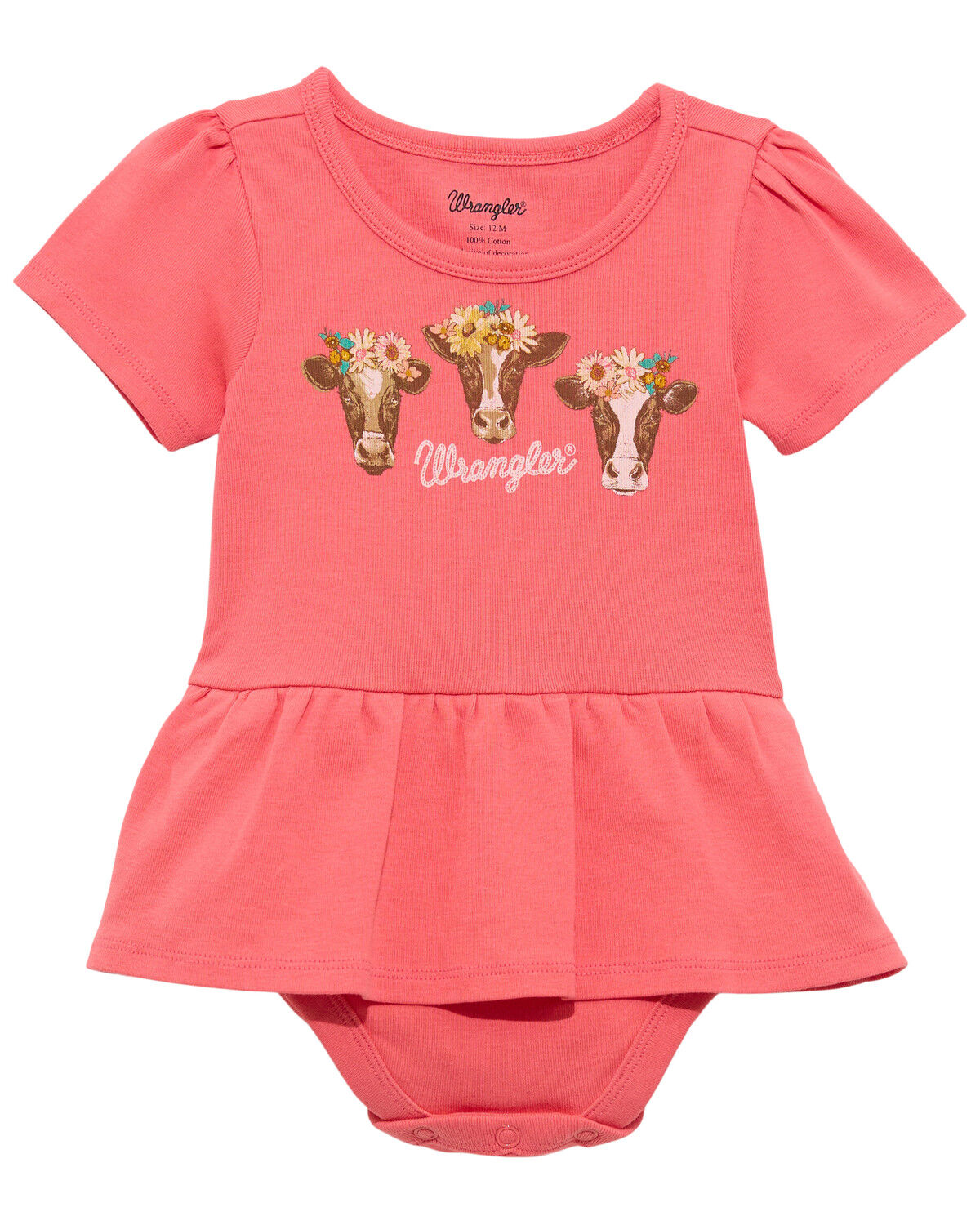 Image #1 - Wrangler Infant Girls' Cow Short Sleeve Onesie, Red, hi-res