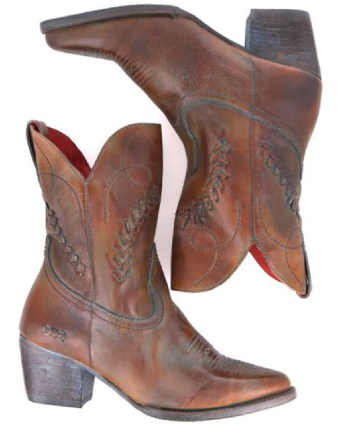 Image #3 - Bed Stu Women's Amanda II Western Booties - Round Toe, Brown, hi-res