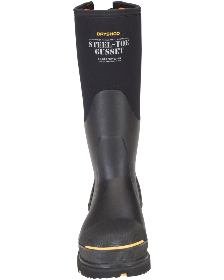 Dryshod Steel Toe Adjustable Gusset Work Boots, Black, hi-res